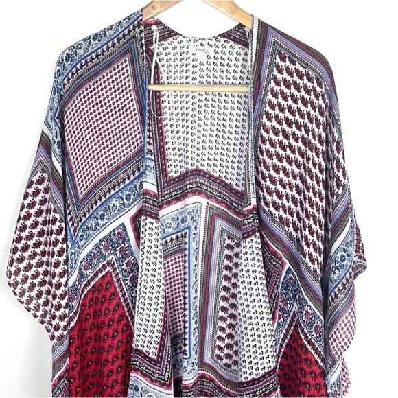 Pinky Boho Open Front Patchwork Tassel Festival Kimono - Picture 3 of 16